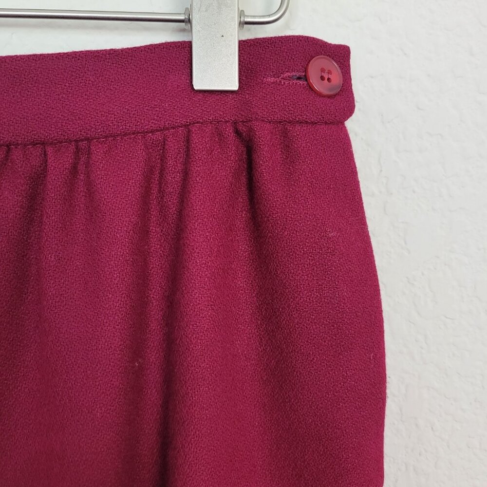 Vintage Pendleton Cranberry Suit Skirt Sz 12 Petite Winter Wool Career Office - Picture 3 of 8